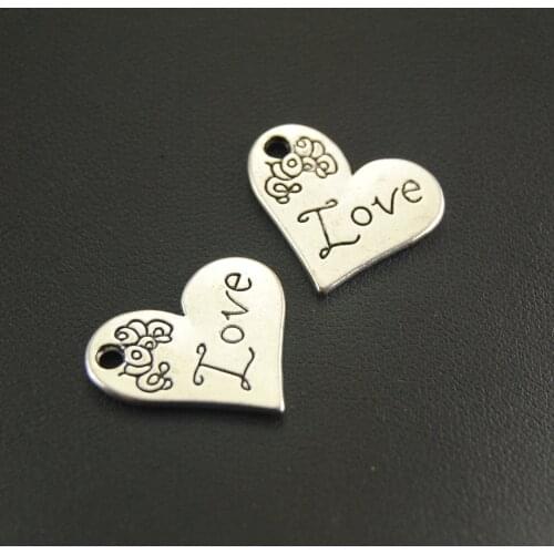 8pcs Tibetan Silver Engraved Love Heart Charms Jewellery Pendant For Bracelet Necklace 22x20mm A541