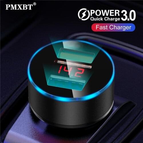 Mini USB Car Charger For iPhone XR 11 Fast Car Phone Chargers Fast Charging With LED Display 3.1A Dual USB Phone Charger in car