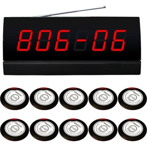 SINGCALL Wireless Alarm Display System, Guest Pager System, 10 APE700RW Red Bells and 1 APE2900 Receiver
