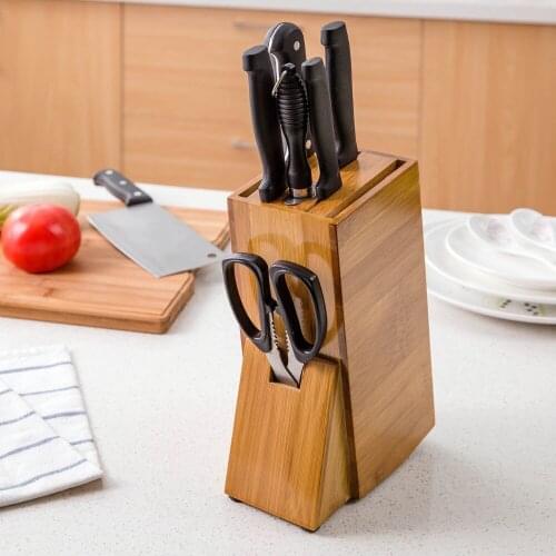 Wood Knife Holder Knives Storage Shelf Rack Bamboo Knife Block Stand Storage Box Container Organizer Kitchen Accessories
