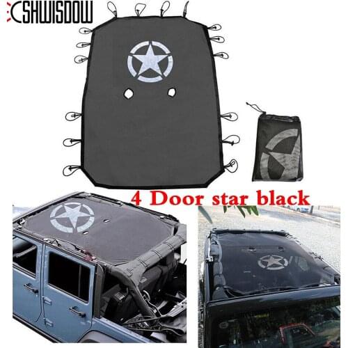 For Jeep Wrangler Durable Mesh Sun Shade Full Top Cover UV Protection with Storage Pockets For Jeep Wrangler JK JKU 2/4 Door