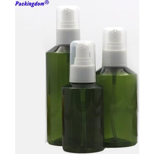 10pcs Travel Pump Bottle Plastic Packaging Cosmetic Dark Green Lotion Powder Empty Containers Refillable 50ml 100ml 150ml 200ml
