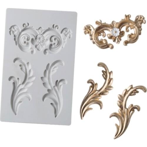 European Vintage Lace Totem Moulds Fondant Cakes Decor Tool Silicone Molds Sugarcraft Chocolate Baking Tools Cakes Gumpaste Form