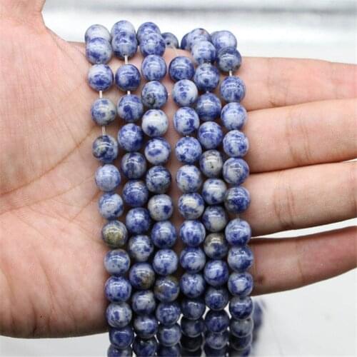 Blue Spot Loose Beads Natural Gemstone Smooth Round for Jewelry Making