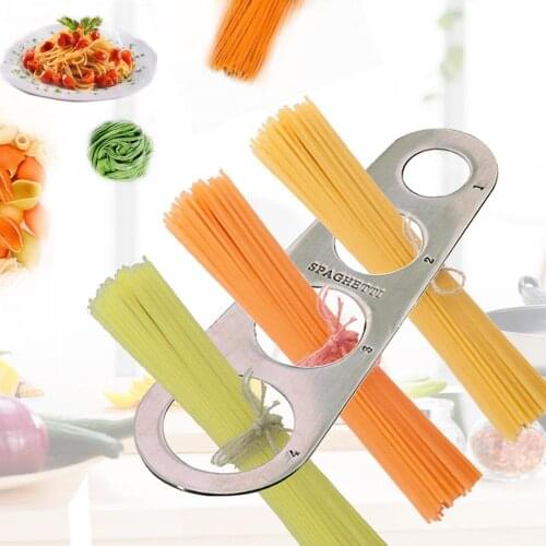 Stainless Steel Measuring Tool Spaghetti Ruler 4 Holes Restaurant Kitchen Gadgets Kitchen Supplies Noodle Pasta Ruler
