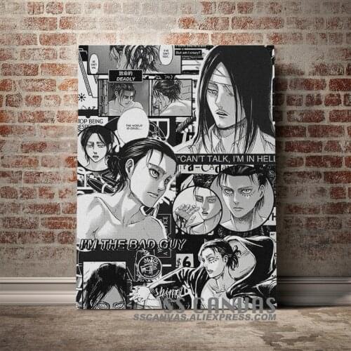 Shingeki No Kyojin Eren Yeager Attack on Titan Canvas Painting Decor Wall Art Pictures Home Living Room Decoration Prints Poster