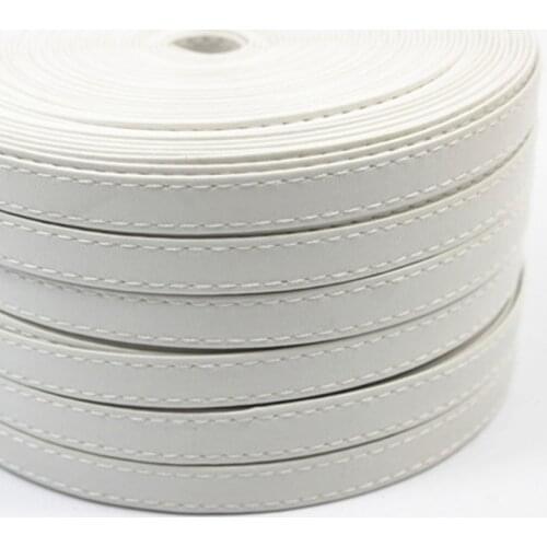 Sisi Crafts Tape 1cm Flat Faux Leather White Stitched Ribbon PU Cord Bias 10 16 30mm DIY Hair Bow Handmade Book Planner Accessor