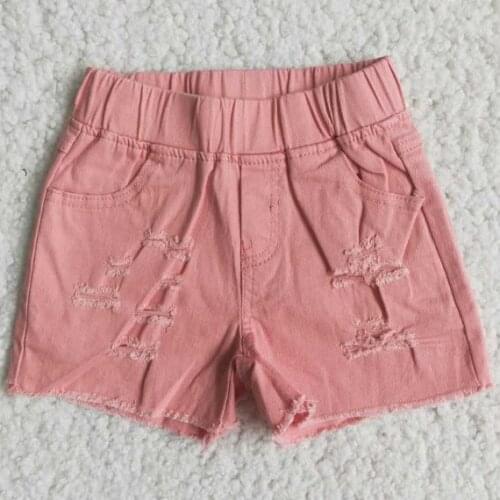 Summer Colorful Denim Shorts with Elastic Waist for baby girl Boutique Wholessale Retail