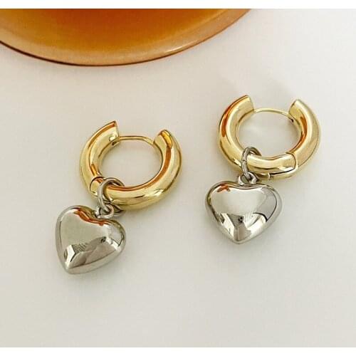 Fashion Circle Earrings Circular Heart-shaped Lovely All-match Ear Buckle Small Stud Earrings Female Jewelry