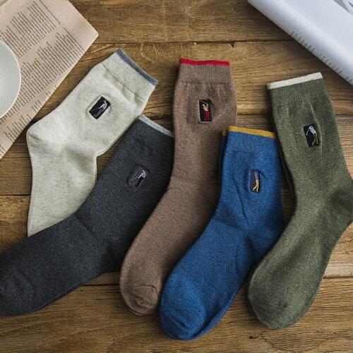 5 Pairs Mens New Business Brand Play Golf Socks High Quality Embroidery Mens Cotton Socks Male Outdoor Baseball Socks
