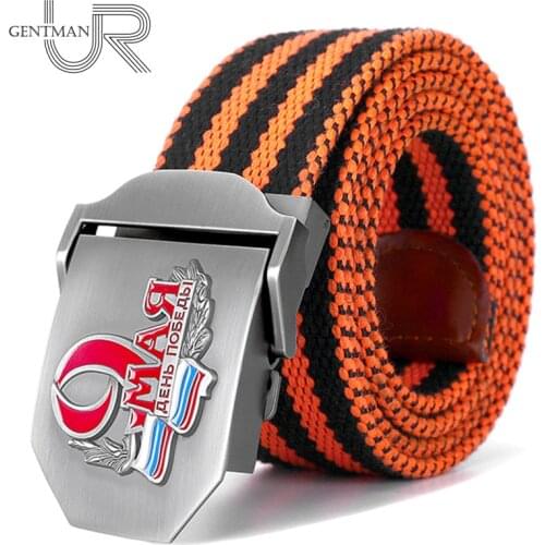 New Men & Women High Quality Belt 3D Russian Victory Day 9th May Canvas Military Belt CCCP Memory Luxury Jeans Tactical Belt