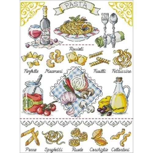 Pasta red wine patterns Counted Cross Stitch 11CT 14CT 18CT DIY Cross Stitch Kits Embroidery Needlework Sets home decor