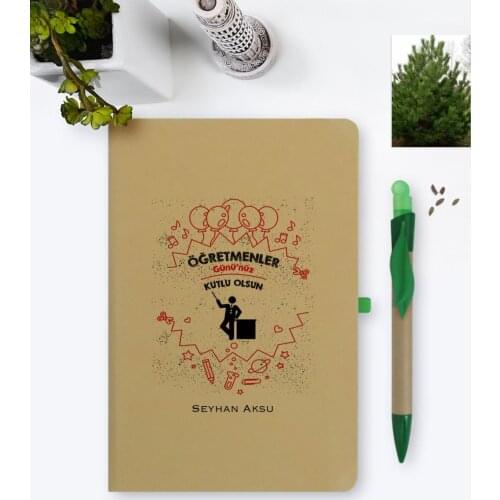 Personalized Teachers Days Happy Environmentalist Notebook and Seeded Pen Set-16