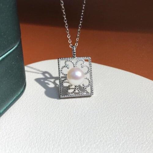 Popular Style 925 Sterling Silver Pendant Base Settings Mountings Findings Parts for Pearl Crystal Jade Agate Beads Stones