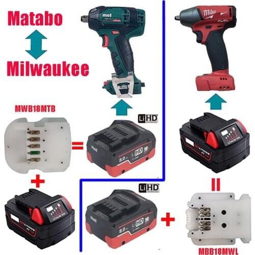 Electric Power Tool Adapter Converter MWB18MBL ( Milwakee Battery to Metabo Tool ) MBB18MWL ( Metabo Battery to Milwaukee Tool )