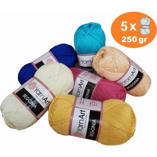 Yarnart Begonia Yarn 5x50gr-169m %100 Mercerized Cotton Crochet Knitting Dress Shorts Blouse Lace Colorful High Quality