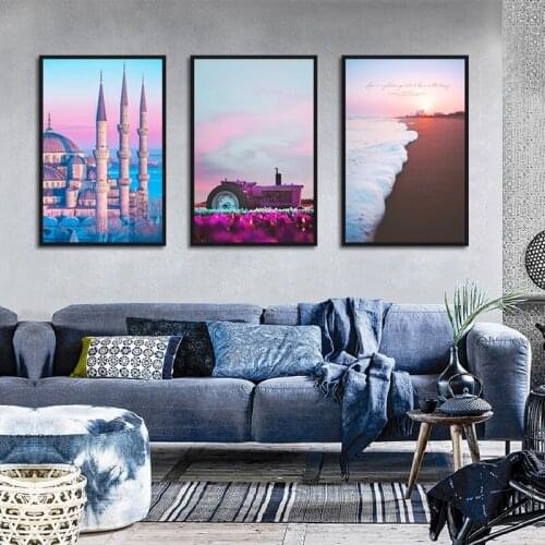 Nordic Fashion Landscape Posters Beautiful Purple Scenery Wall Art Canvas Painting Posters And Prints Decor Living Room Bedroom