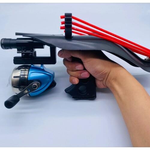 Outdoor Fishing Sports Fish Hunting DIY Slingshot Catapult Wristband Hand Guard Rubber Band Reel Sling Shot Bow Set