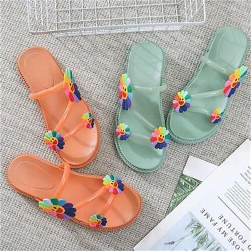 Slippers Ladies 2021 Summer Comfortable Soft Bottom Fashion Sunflower Decorate Thick Bottom Non Slip Oбувь для женщин летняя