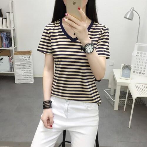 Summer sexy shoulder-length loose half sleeve T-shirt women summer size watch machine short sleeve