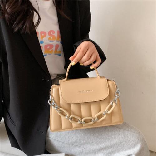 Shoulder Bag Female Crossbody Bag Women Backpack Designer Handbag Purse Chain Mini Letter Fashion 2021 PU Leather Simple Lattice