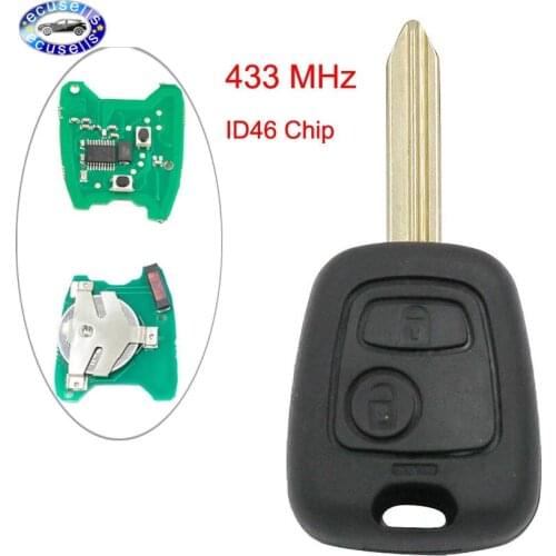 2 Button 433MHz Keyless Remote Key Fob ID46 Chip for Peugeot Partner Expert Boxer SX9 Blade