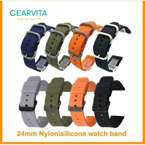 24mm Watch Strap Nylon/Silicone Watchband For North EDGE Apache /Gavia 2 Smart Watch Outdoor Women Men Watch Band Accessories