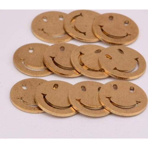 5pcs/lot zhu ru copper 15mm Cartoon smiling cute Round smiley face Connectors Charms For Jewelry Making Accessories