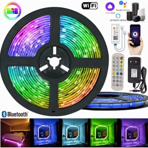 5050 LED Light Strip Smart Lighting For Bedroom Decoration Flexible Diode Lamp String Wifi Bluetooth Controller Background RGB