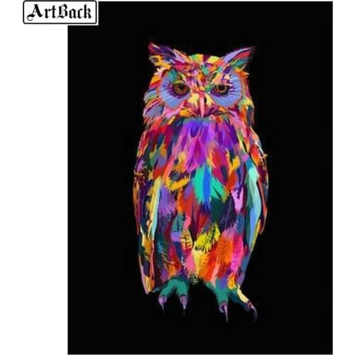 5d diamond painting owl colorful animal full square drill 3d diamond embroidery set full round diamond mosaic crafts