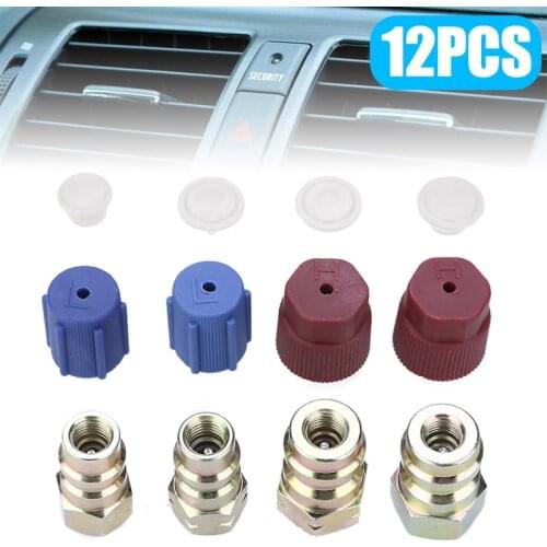 4pcs A/C R12 to R134a Retrofit Conversion Adapter Fitting 7/16 3/8 SAE Valves Kit Automotive Valve Core Set Tool Accessories