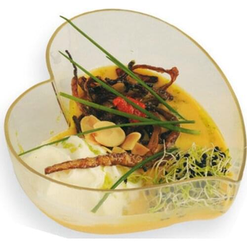 Promotion - Party Wedding Suppliers, Disposable Plastic Tableware Clear 113*110mm/200ml Heart Dessert Bowl for Snacks, 10/Pack