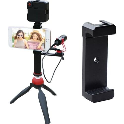 Aluminum Universal Phone Mount Holder Stand Clip Tripod Mount Adapter for iPhone 7 /7 Plus/8 Android Smartphone