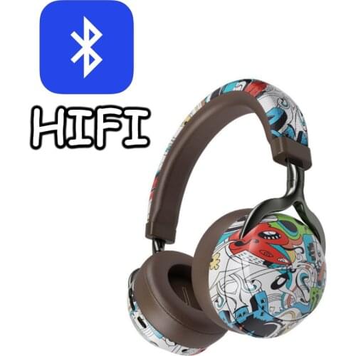 GlobalCrown HIFI Stereo Wireless Bluetooth Colorful Graffiti Headphones Insert TF Card FM Radio/Tuya Bluetooth headset 5.0