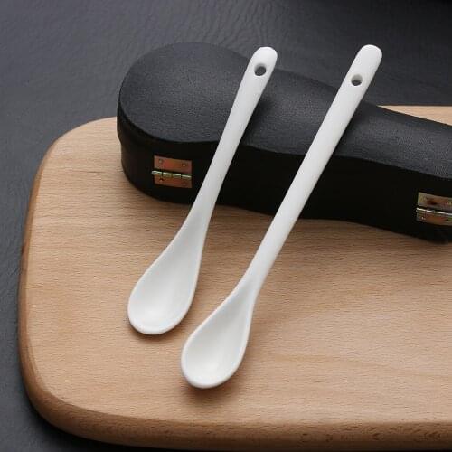 Large/Small Ceramic Porcelain Spoons Mini Kitchen Ceramic Tea Coffee Sugar Dessert Spoon Kitchen Tool