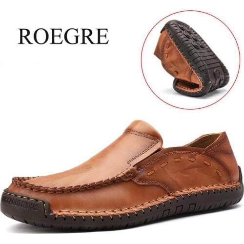 Brand Handmade Mens Shoes High Quality Leather Mens Casual Shoes Comfortable Male Driving Shoe Simple Design Style Mens Shoes