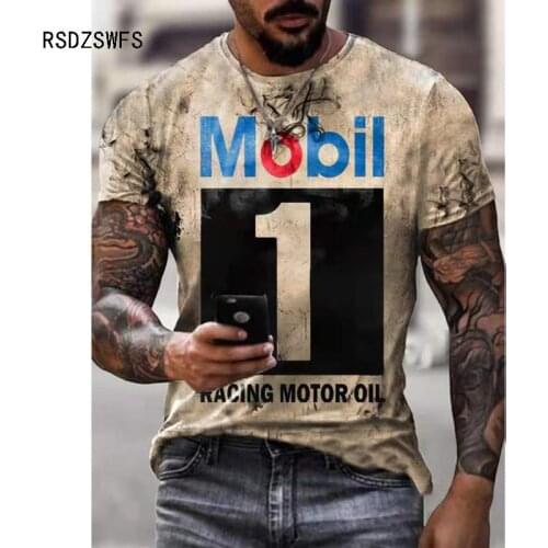 Vintage Tooling Style 3D Print T-Shirt Men Casual Home Short Sleeve Summer Fashion Letters Pattern Male Clothes Chic Daily Tees