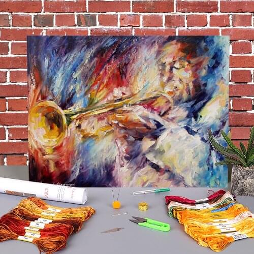 Oil Painting Style Printed Water-Soluble Canvas 11CT Cross-Stitch DIY Embroidery Full Kit DMC Threads Hobby Counted