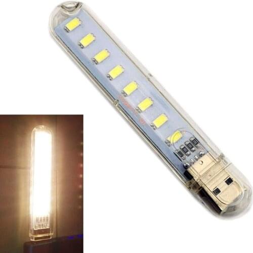 8-LED USB Light Portable Camping Lamp USB Night Light White Light LED Lamp Powerbank Mobile Charger 5V USB Port Book Light Bulb