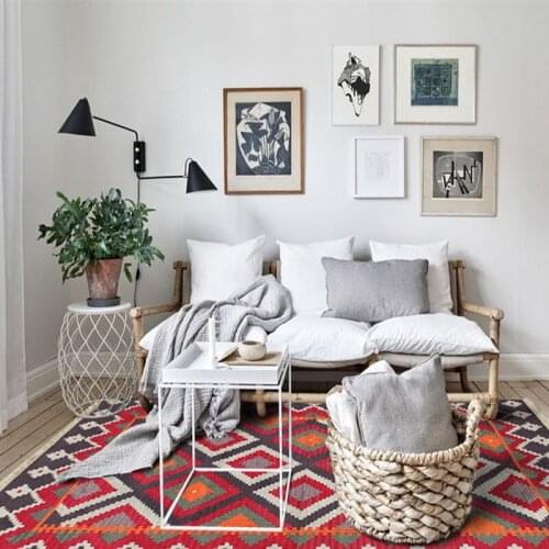 Kilim pastoral Nordic bohemian modern geometric hand-woven home bedroom living room india thin carpet gc137kli13yg2