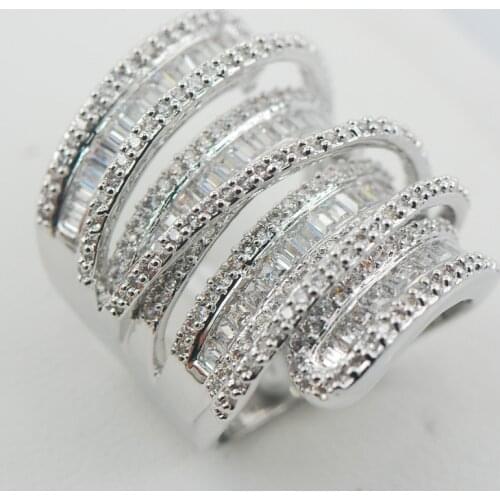 Micropave Crystal Zircon White Crystal Zircon 925 Sterling Silver Ring Size 7 8 9 10 11 A12