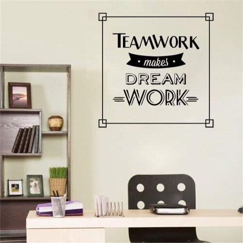 Creative Office teamwork Wall Decal makes dream work Business Inspire Office Decoration Motivation Stickers Mural Vinyl ov82