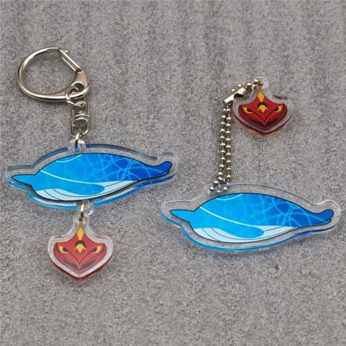 Kawaii Game Genshin Impact Tartaglia Childe Acrylic Keychain Pendant Bag Charm Cosplay Props Swallowing Sky Whale Keychain Gift