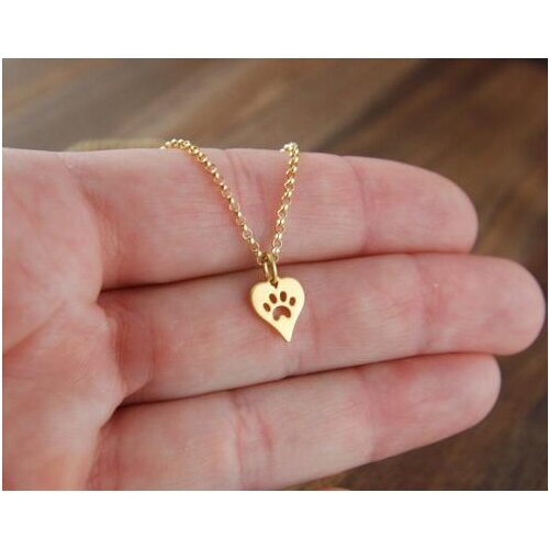 Yiustar Fashion Dog Paw Heart Necklace for Women Spring Style Animal Pet Puppy Palm Mark Print Necklace Party Gifts