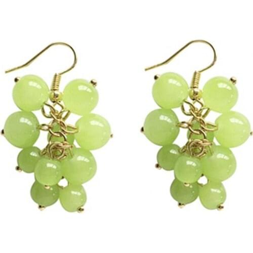 1 Pair Fashion Earrings Round Beads Piercing Hook Earrings Accessories Non Piercing Grape Ear Clip for Holiday