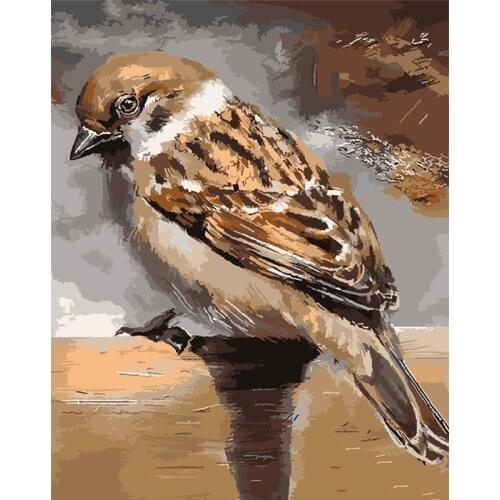Painting By Numbers DIY Dropshipping 60x75cm A little sparrow Animal Decor Posters and Prints Modern Living room Artwork Picture