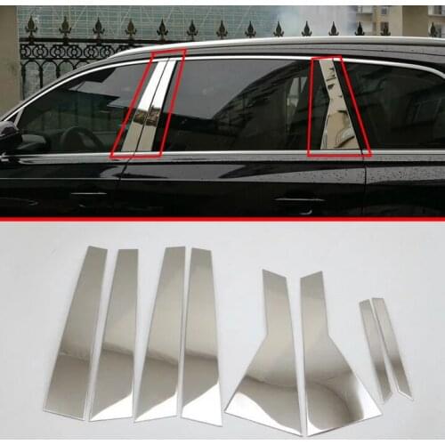 Stainless Steel Decorate Accessories Window Pillar Post Cover Trim For AUDI Q7 2016 2017