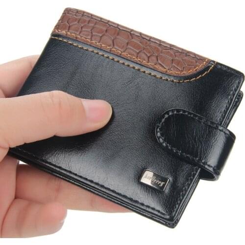 New Wallet Horizontal Casual Mens Leather Clutch Two-Color Buckle Dollar Coin Purse Multi-Functional Coin Purse Card Holder