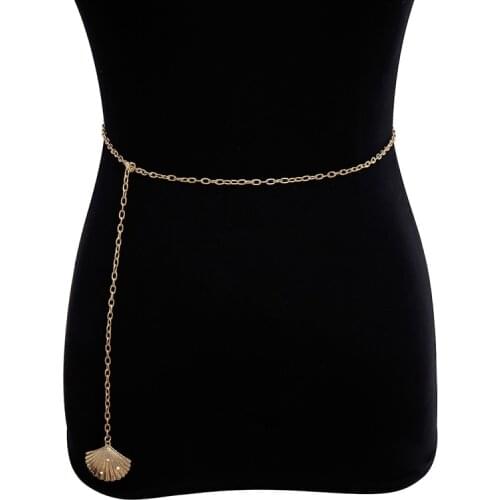 Charming Womens Alloy Waist Chain Gold Silver Color Single Layer Shell Waist Chains Personality Designer Dress Decoration Chain