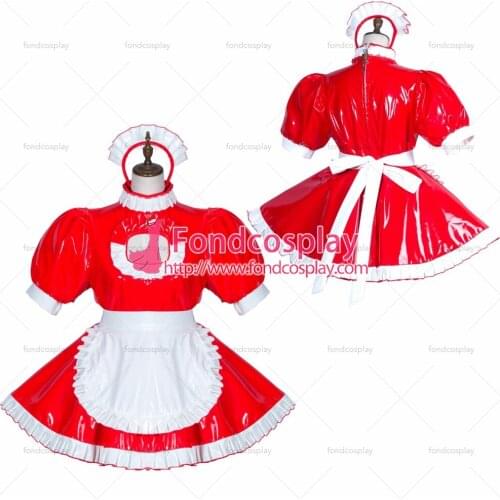 Sissy maid pvc dress lockable Uniform cosplay costume Tailor-made[G3756]